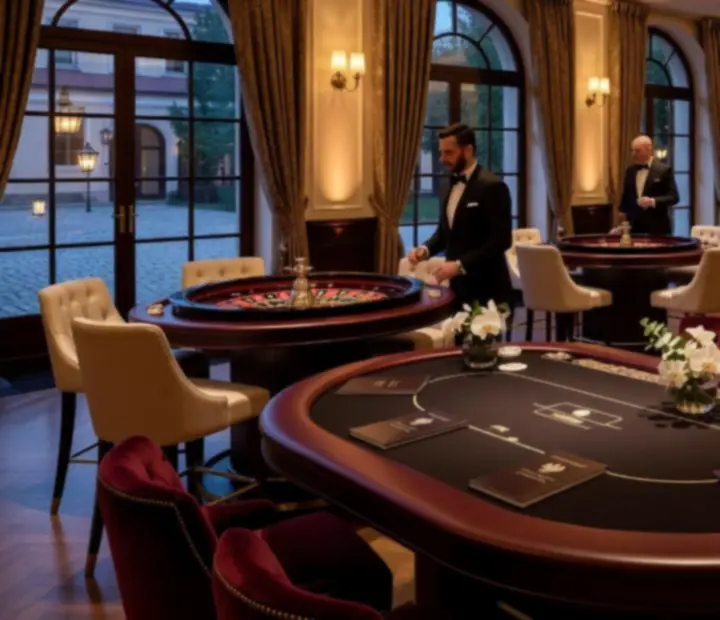 Elegancka aranżacja stołów i scenografii podczas wydarzenia NAXSOL ENTERPRISES LTD