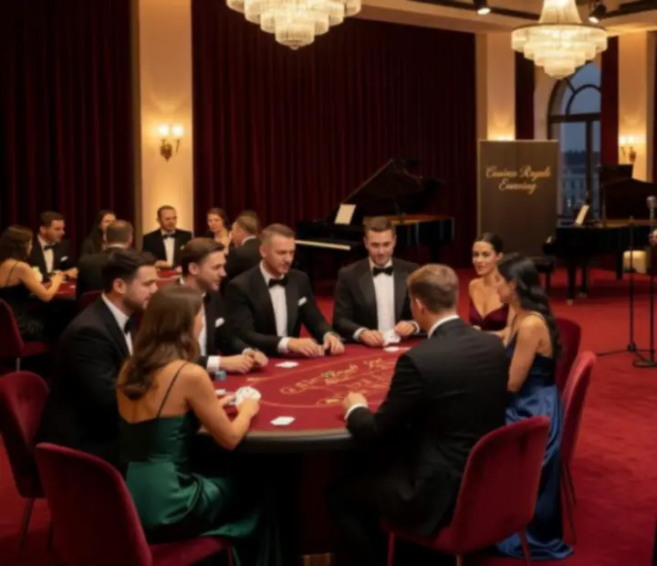 Event firmowy we Wrocławiu w stylistyce Casino Royale z elegancką scenografią