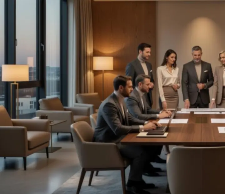 Zespół NAXSOL ENTERPRISES LTD planujący eleganczne wydarzenie tematyczne w studyjnym wnętrzu